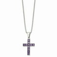 thumbnail image 2 of Stainless Steel Polished With Purple Princess Square CZ Cross 18in Necklace; 18 inch; for Adults and Teens; for Women and Men, 2 of 4