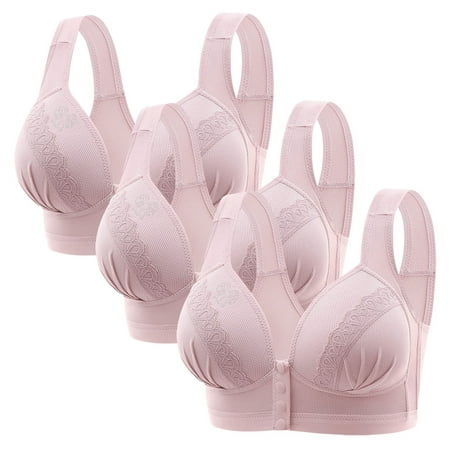 Black of Friday Deals!Clearance Staron 3PC Womens Bras Front Closure No Underwire Bra Comfortable Stretch Bra Wireless Soft Smoothing Bras Large Size Bra