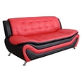 thumbnail image 2 of PonLiving Furniture 3 Piece Living Room Set_Living Room Sofa Set, 3 piece, Sofa\Loveseat\Chair, Black&Red Color, Faux Leather Upholstery Material, 2 of 8