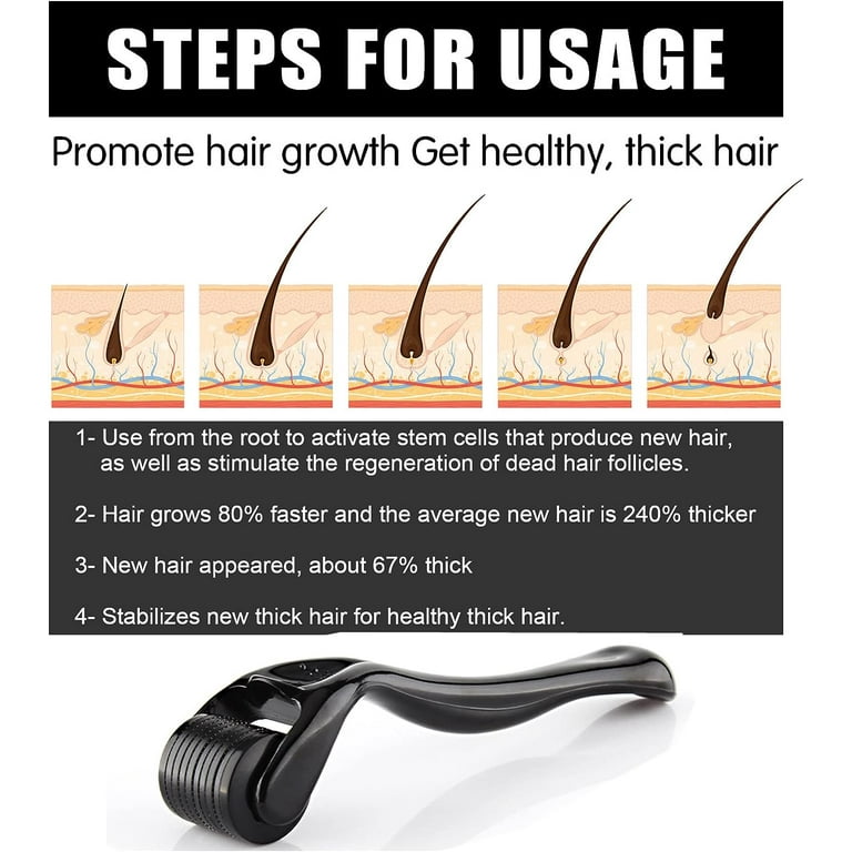 Derma Roller for Hair & Beard Growth - 540 Pins Titanium Microneedling Roller Beard Dermaroller for Face Body Scalp Men Women (0.3mm)