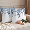 thumbnail image 3 of Pack of 2 Outdoor Pillow Covers 18x18 Inch Waterproof Blue Teal Botanical Throw Pillow Covers,Decorative Couch Pillow Shams Protectors Eucalyptus Leaves Pastoral Floral Patio Cushion Pillowcases, 3 of 8
