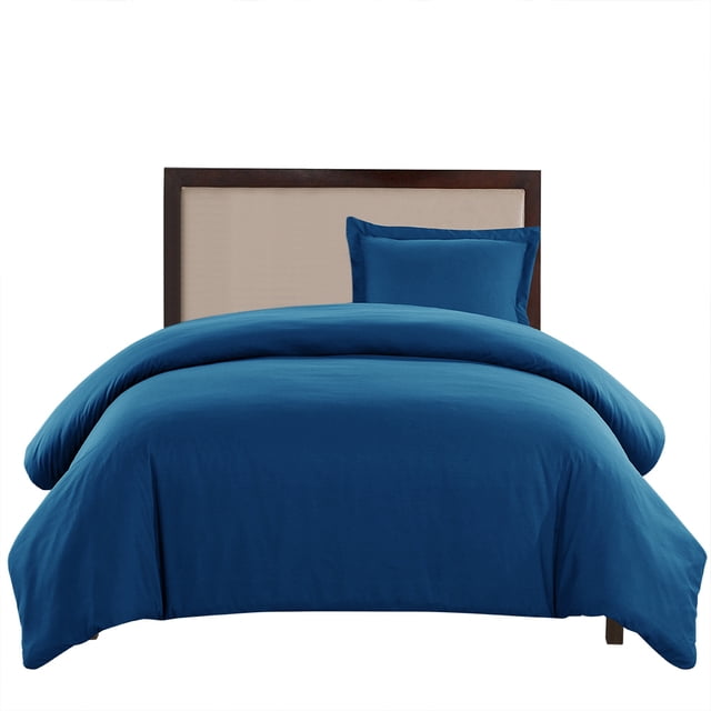 Juego de edredón azul, juego de cama de algodón estampado, tamaño queen y king, suave y sencillo (EE. UU., azul marino)