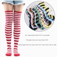 thumbnail image 3 of HCNTES Women Striped Thigh High Socks Over Knee Socks Knee High Costume Stockings Pink, 3 of 4