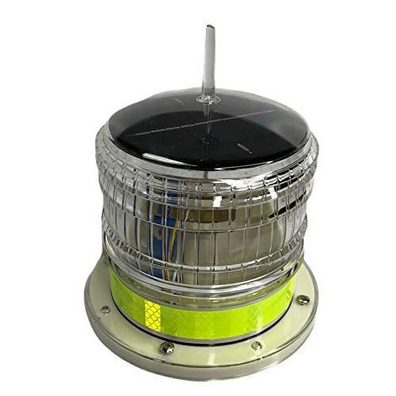 Steady-ON or Flashing 2NM IP67 Solar LED Marina Dock Barge Boat Safety Beacon Light - Green LED