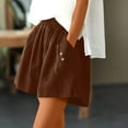 thumbnail image 5 of Edvintorg Korean Style Women's Shorts Casual Cotton and Linen Shorts for Women 2025 Summer High Waisted Embroidery Wide Leg Shorts with Pockets Brown XXXXL, 5 of 7