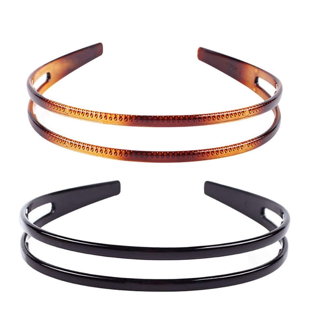2 piezas de diadema de plástico rígido para mujer, diadema negra y marrón, diadema premium para el pelo Ormromra WMZY-179