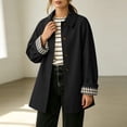 thumbnail image 4 of Levmjia Women's Casual Trench Coat Lapel Collar Long Sleeve Button Down Plaid Lined Jacket Fall Fashion Outerwear with Pockets, 4 of 7