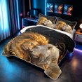 thumbnail image 3 of Manfei Woodland Animals Twin Quilt Set, Romantic Couple Lion Twin Coverlet Set, Black Brown, Black Reversible, 2 Pieces, 1 Bedspread and 1 Pillowcase, 3 of 7