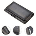 thumbnail image 6 of Belt Holster Case for iPhone 14 Pro Max - Horizontal PU Leather Stitching Magnetic Phone Carrying Pouch - Black, 6 of 9