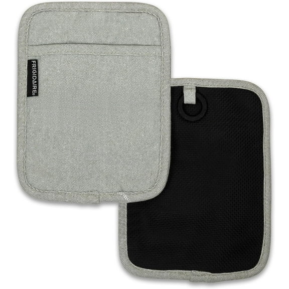 2 Pack - Grey Heat Resistant Thick Soft Quilted Lining Kitchen Oven Pot Holders With Neoprene and Cotton Non-slip