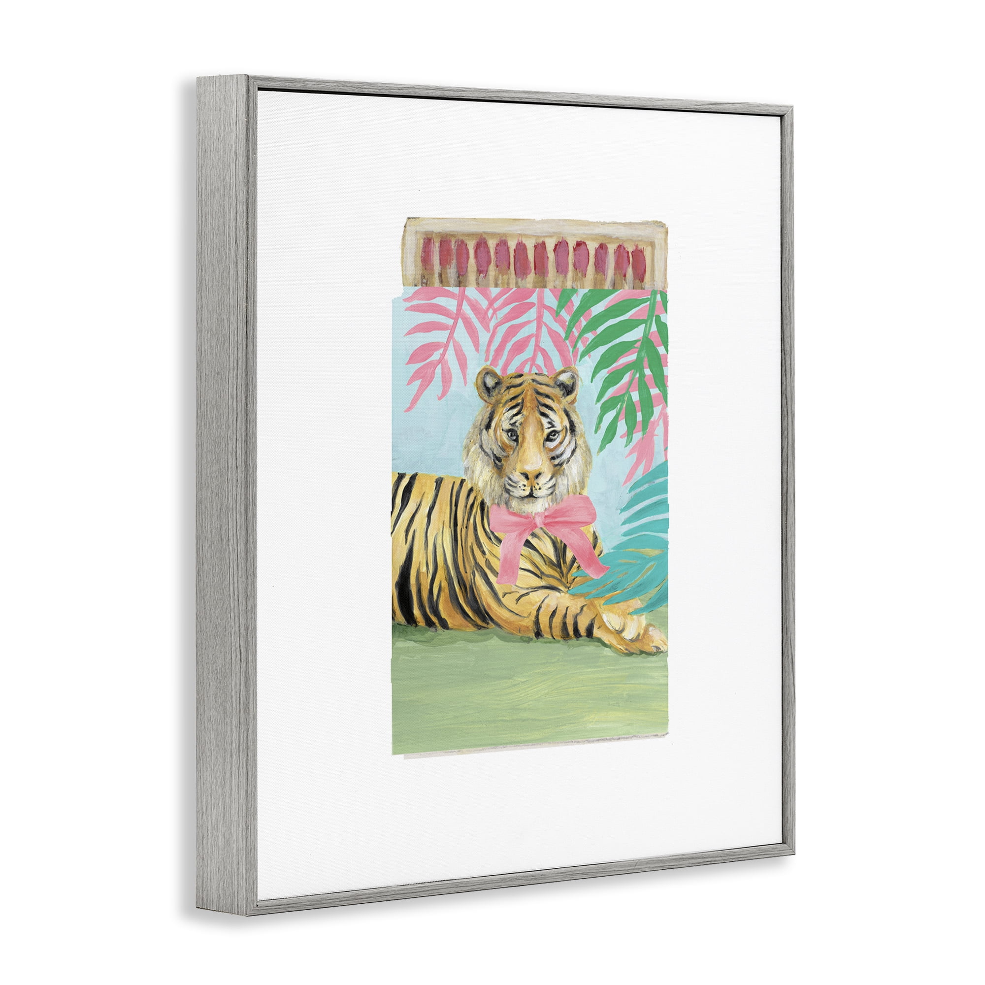 Stupell Industries Tropical Tiger Matchbook Gray Framed Giclee Art, design by Lanie Loreth