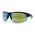 thumbnail image 3 of Mens Yellow Mirror Half Rim Sport Wrap Plastic Sunglasses Matte Black, 3 of 6