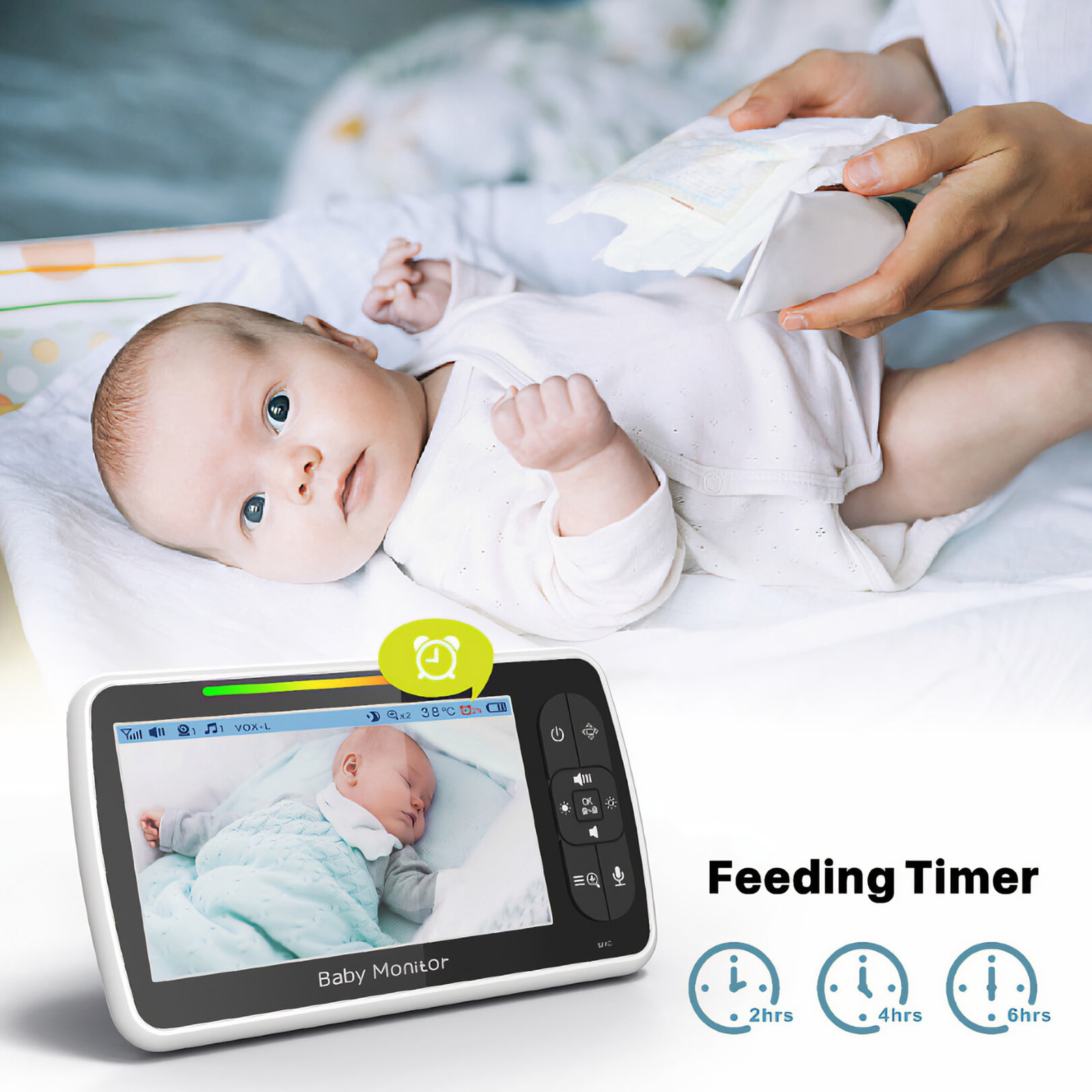 5-Inch HD Baby Monitor, Two-Way Audio Infrared Night Vision Baby Monitor