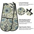 thumbnail image 2 of Yayeee Double Oven Mitt Kitchen Heat Resistant Baking 35" x7" Quilted Glove, Blue Floral Pattern, 2 of 6