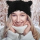 thumbnail image 5 of Gorro de invierno de punto desgastado con diseño de gato, con orejas de animal, grueso y cálido, holgado, para hombres y mujeres, actividades al aire libre, color negro, 5 of 8