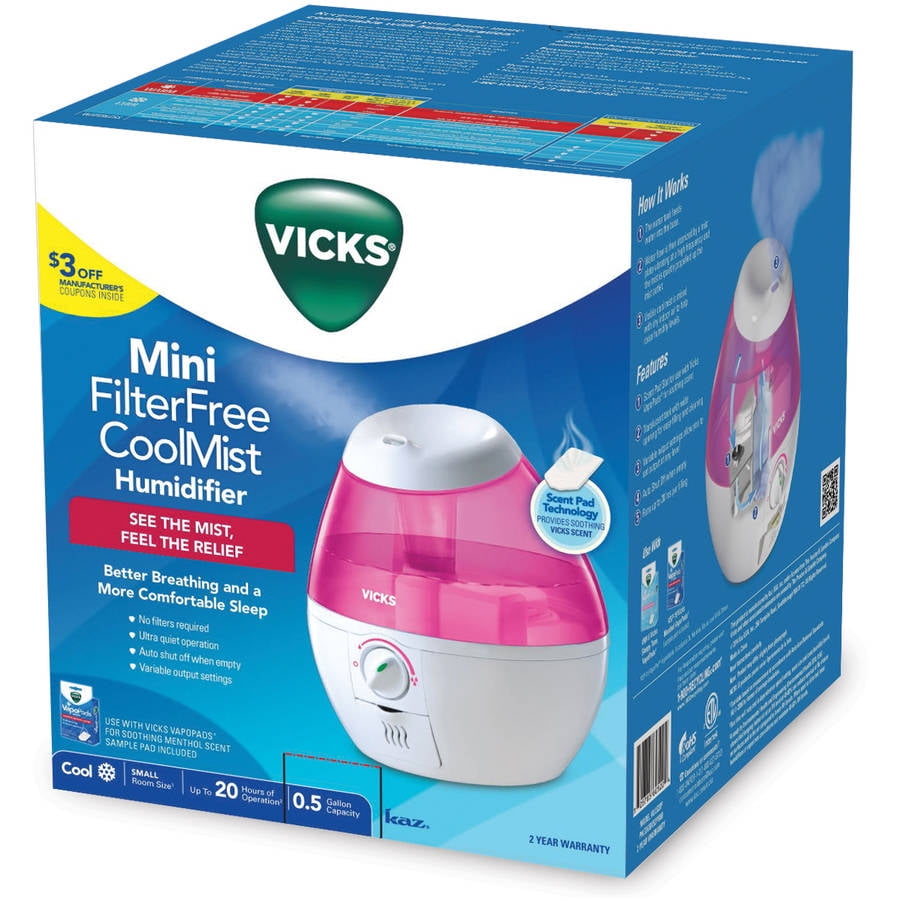 Vicks Mini Filter Free Cool Mist Humidifier, Pink 689550220641 eBay