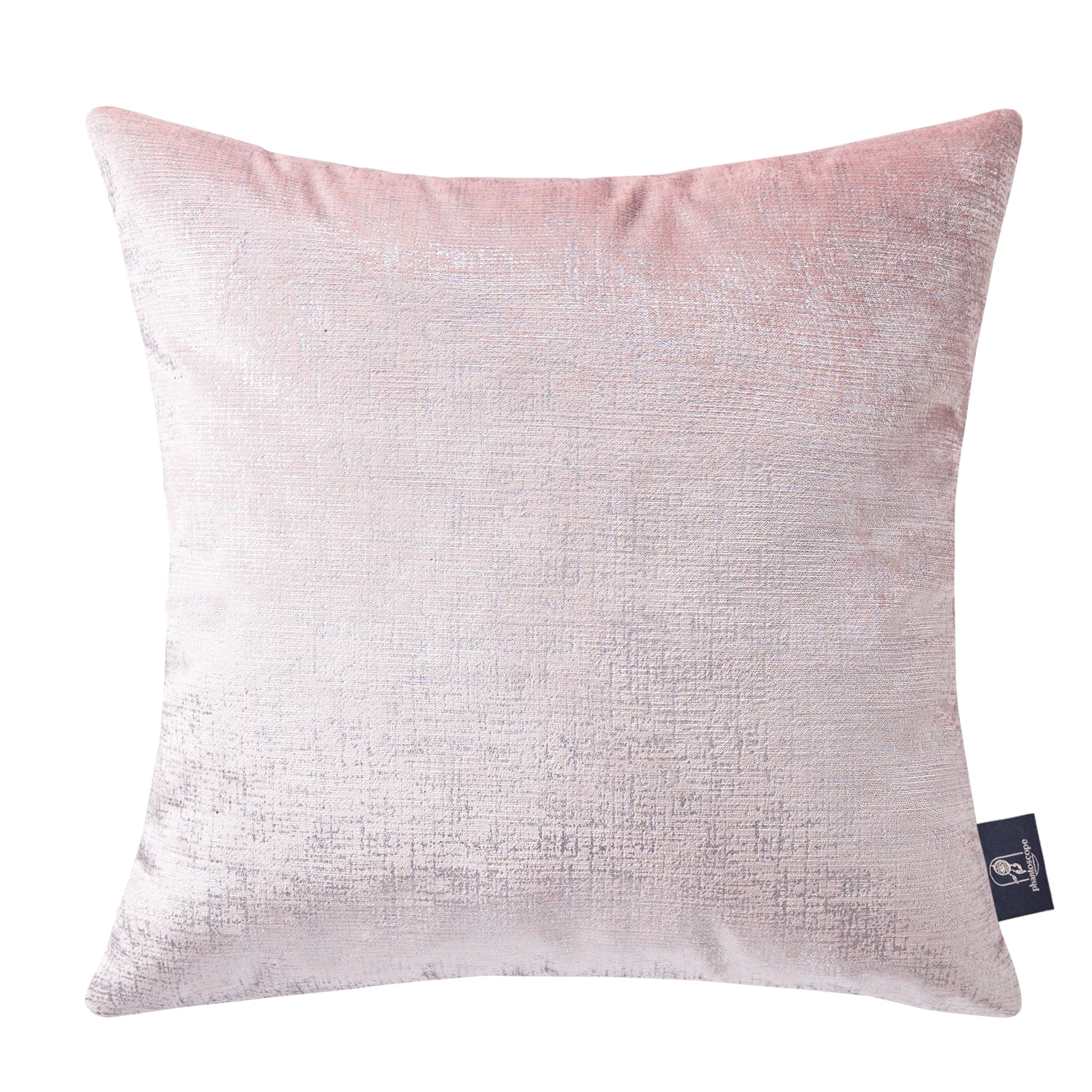 Phantoscope Bronzing Gold Foil Printed Cut Pile Velvet with Gilding Metallic Shiny Decorative Throw Pillow, 18" x 18", Pink Silver, 2 Pack