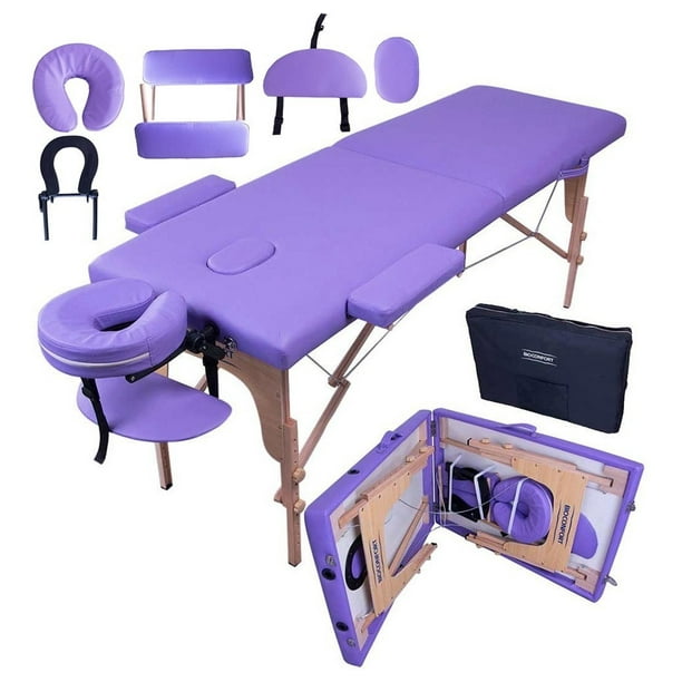 Cama de masaje Morado Nanofort Portatil plegable con accesorios