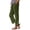 Green, variant on Linen Pants Women Petite Ankle Length Straight Leg Cropped Pant Summer Casual Trousers Elastic Waist Lightweight Casual Trousers With Pockets
