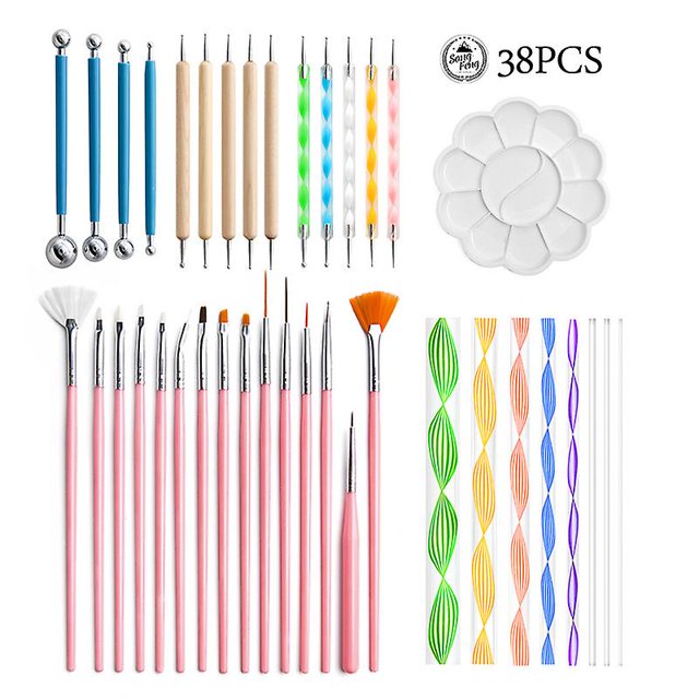 Juego de herramientas de punteado de mandala: kit de pintura de puntos de 38 piezas con herramientas de punteado, lápiz óptico de bola para pintar rocas, colorear, arte de uñas, dibujar y dibujar Feliz Sencillez