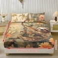 thumbnail image 2 of COEQINE Twin Size 3 Piece Sheet Set, Wrinkle Free Comfort Cooling Sheets All Around Elastic Fitted Holiday Bedding Set Home Decor for Women Men, Sloth Floral Butterfly, 2 of 5