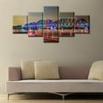 thumbnail image 3 of TISHIRON 5PCS Framed Canvas Wall Art Set,50"x24" Rainbow Bridge at Night Canvas Art Decor, 3 of 7