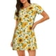 thumbnail image 1 of Easygdp Beautiful Countryside Sunflower Camisón de manga corta para mujer, informal, estampado, 1 of 6