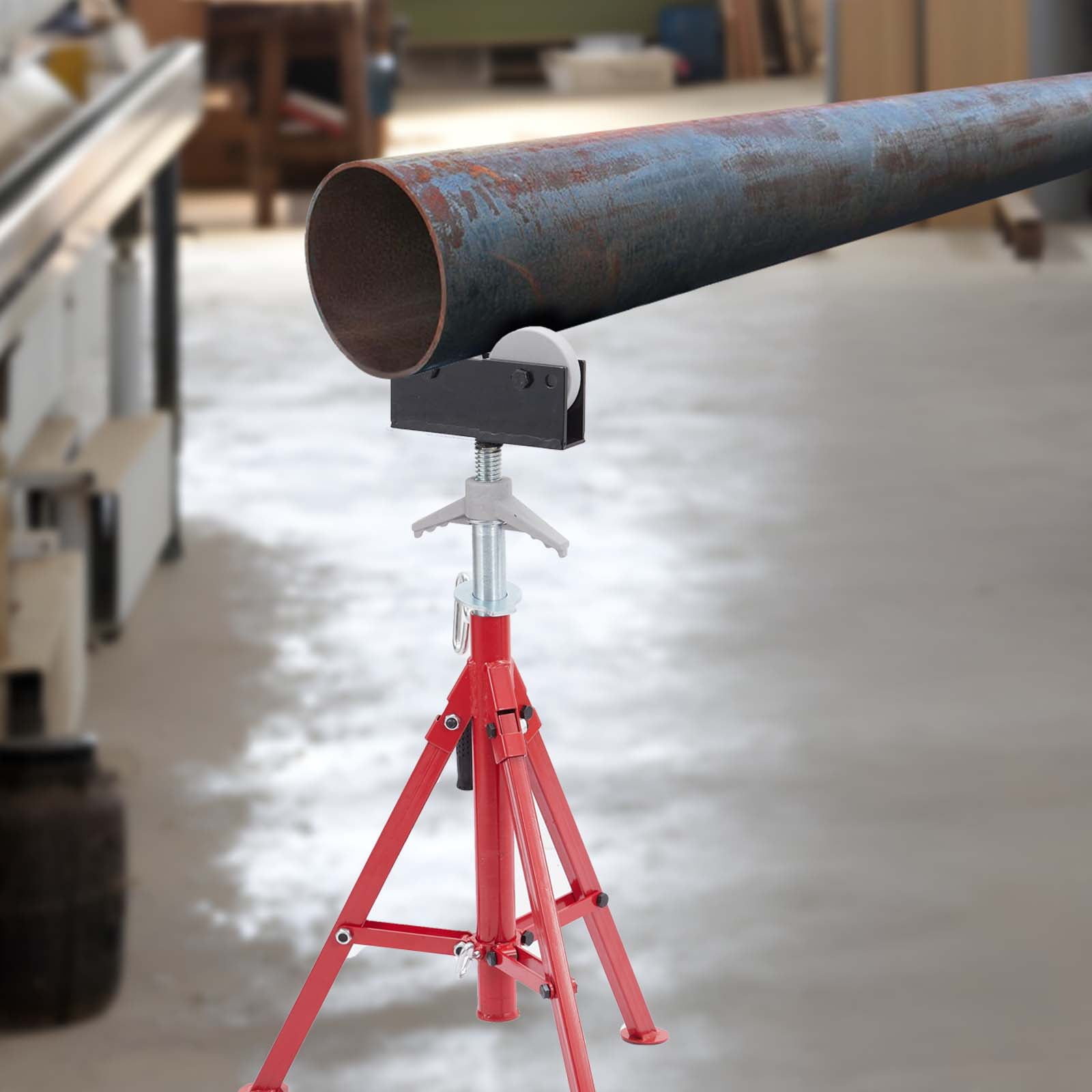 GoFashion Pipe Jack Stand with Roller Head, 28-52 Inch Adjustable Height,1/8"-12" Capacity, 2500LBS Heavy Duty Carbon Steel Body, Steel Jack Stands Red
