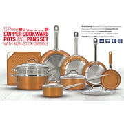Luxury Copper Cookware Pots and Pans Set with Non-Stick Griddle (13-Piece)
