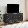 thumbnail image 2 of EDYO LIVING 63" Sideboard Storage Cabinet with Metal Trim 3-Door Credenza Wide Buffet Cabinet for Living Room, Dining Room, Black, 2 of 7