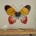 thumbnail image 2 of DecMode Eclectic Metal Butterfly Wall Décor, 36"W x 27"H with Glossy Wings and a Red, Blue, Yellow Finish, 2 of 8