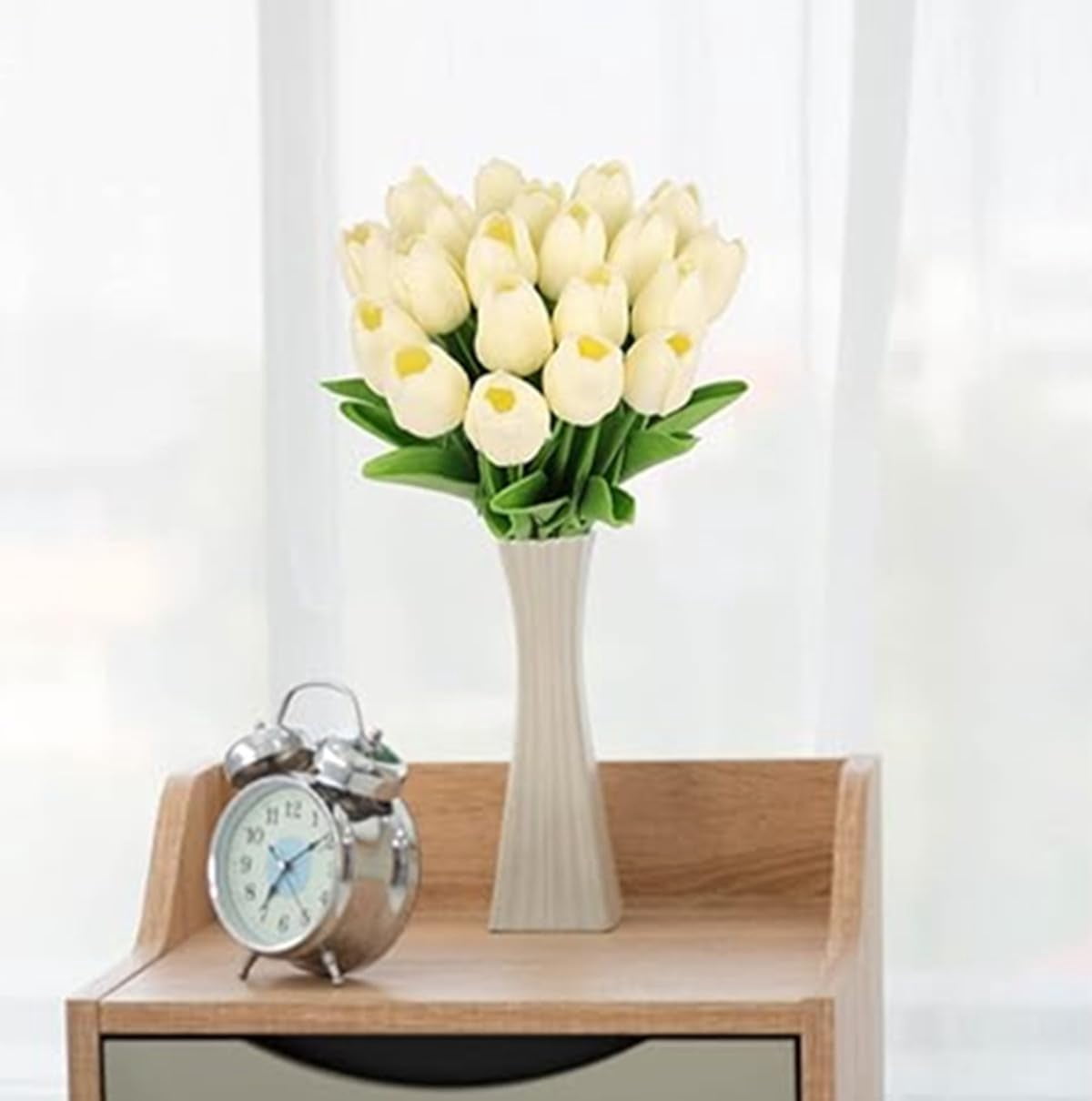 EONQY Artificial Tulips Flowers Fake Flowers, 20 Faux Flower Tulips Bouquets for DIY Wedding Home Garden Hotel Party Office Decoration