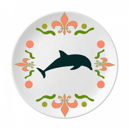 

Blue Ocean Streamline Swimng Dolphin Flower Ceramics Plate Tableware Dinner Dish