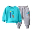 thumbnail image 5 of Toddler Baby Boy Clothes Solid Color Long Sleeve Crewneck Sweatshirt Top and Pants Set 2Pcs Fall Winter Outfits 6-12 Months 12-24 Months 2T 3T 4T 5T 6T 7T 8T 9T Children(Sky Blue,6-7 Years), 5 of 6