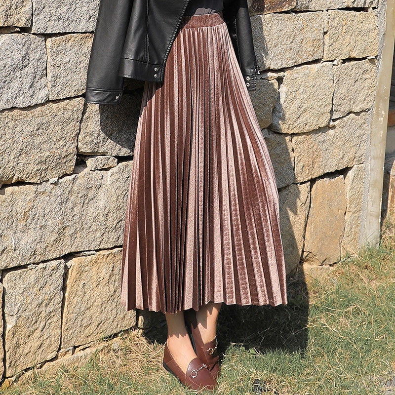 High waisted long gold skirt hot sale