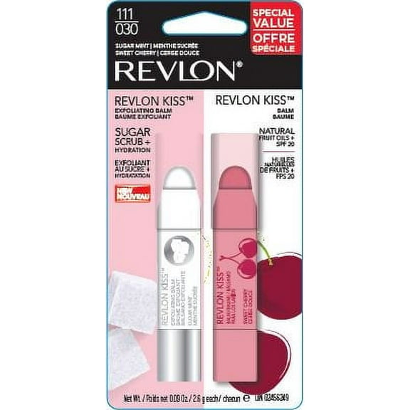 Revlon Kiss Exfoliating Lip Balm, SPF 20, Sweet Cherry, Value Pack