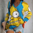 thumbnail image 2 of Simpsons Womens T Shirts V Neck Long Sleeve Tops Causal Loose Summer T-Shirts L, 2 of 7