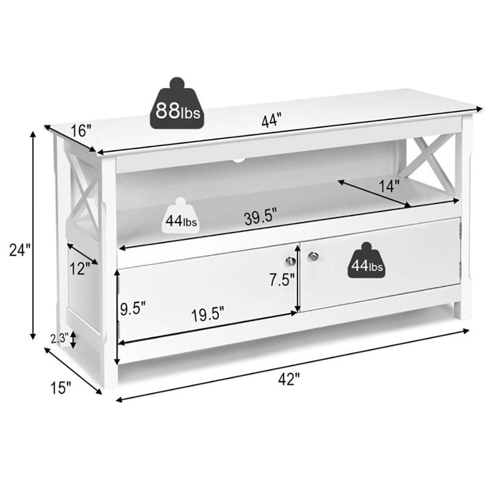 Finihen Modern TV Stand, TV Cabinet, 44 Inch Wooden Storage Cabinet TV Stand, Media Entertainment Center with Storage, for Living Room, Bedroom, White Finihen Modern TV Stand, TV Cabinet, 44 Inch Wooden Storage Cabinet TV Stand, Media Entertainment Center with Storage, for Living Room, Bedroom, White