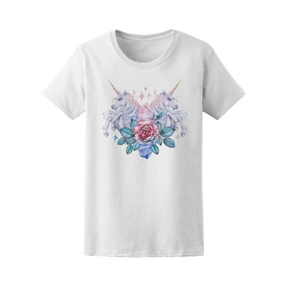 Unicorns Galloping With Flowers T-Shirt Women -Image by Shutterstock, Female Small