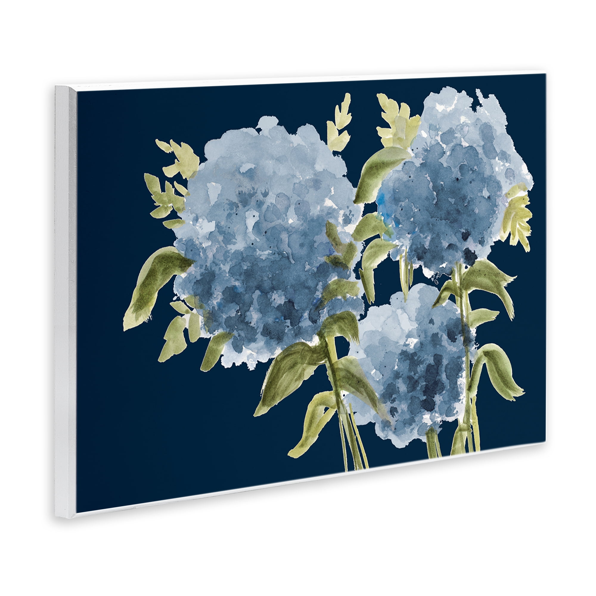 Stupell Industries Blue Hydrangeas on Indigo Wall Plaque Art, design by Janice Gaynor