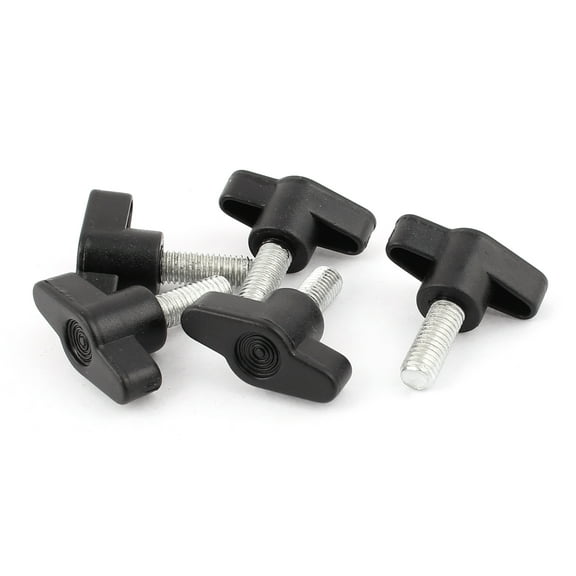 Unique Bargains 5pcs 8mm x 20mm Male Thread Plastic T Handle Screw On Type Clamping Knob