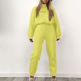 thumbnail image 2 of Sweatsuits 2PC Sets for Women Fall Winter Long Sleeve Casual Loose Drawstring Zip Front Hooded Sports Daily Hoodie Set,Yellow 2,M, 2 of 6