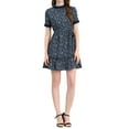thumbnail image 2 of INSPIRE CHIC Women's Floral Dress Chiffon Ruffle Trim Tie Waist Elegant Mid-Thigh Dresses L Dark Blue, 2 of 6