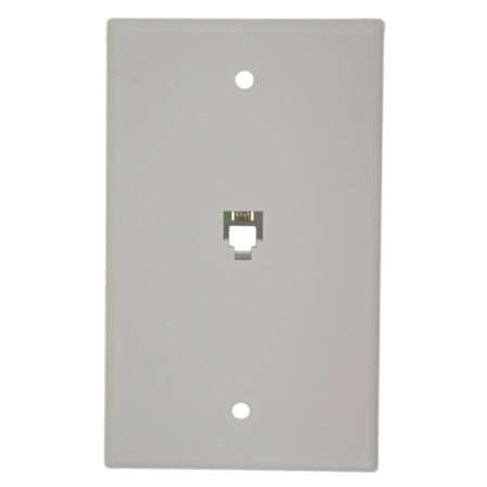 Leviton 40949-W Standard Telephone Wall Jack, 6P4C, Screw Terminals, White