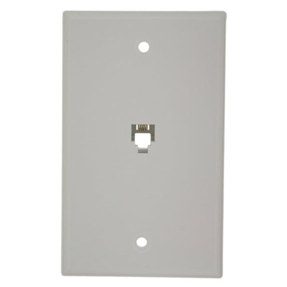 Leviton 40949-W Standard Telephone Wall Jack, 6P4C, Screw Terminals, White