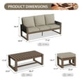 thumbnail image 2 of EAGLE PEAK 4 Pieces Natural Real Wood Cedar Outdoor Patio Conversation Set Spacious Seat 3-Seater Sofa Set with Beige Cushions, Slat Top Coffee Table, Ottomans, 2 of 9