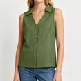 thumbnail image 6 of WCJM Summer Lightweight Cotton Linen Blend Sleeveless Collared Tank Top for Women V Neck Wood Button Down Casual Relaxed Fit Breathable Everyday Sleeveless Collared Blouse Vest Shirt, 6 of 6