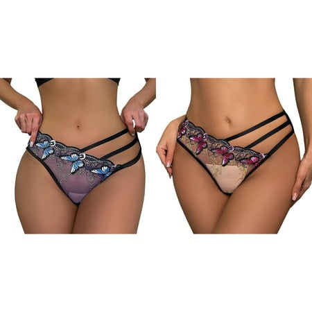 2-Pack Women s Lace Strap Hollowed Out Alluring Seamless Underwear High End Thong Size 9 Womens Underwear Bikini No Line Panties for Women Bikini Lane Swim 24 plus Underwear Ladies Tights Suite
