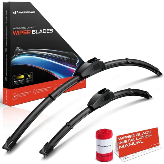 A-Premium Pack of 2 Windshield Wiper Blades with Wear Indicator & Towel - Compatible with Infiniti QX60/Q60 2014-2022, Q50 2014-2024, G37 2008-2013, I30, I35, JX35-26" and 17", Hook Connector