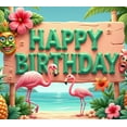 thumbnail image 4 of Yatrandify Tropical Design Birthday Banner Colorful Decoration Party Backdrop Floral Elements Flamingo Background for Birthday Celebration Kids Event Indoor Party, 4 of 7